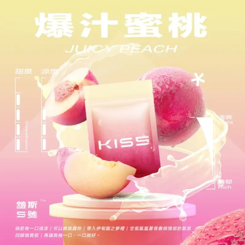 KISS-鎧斯5號一代煙彈-爆汁蜜桃webp - ILIA 拓撲蒸汽 | 台灣電子霧化器官方旗艦店